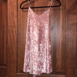 Pink Crushed Velvet Mini Dress adjustable